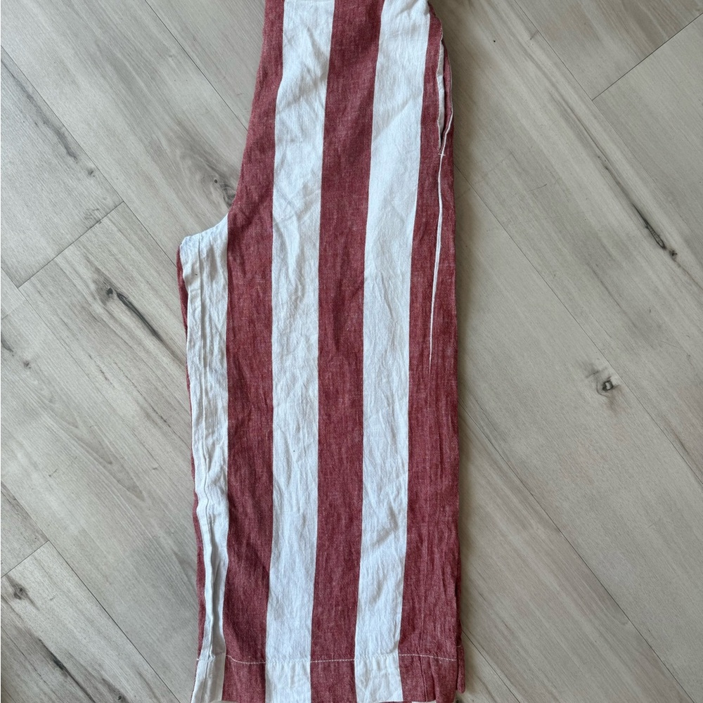 Madewell Red and White Striped Linen Pant
